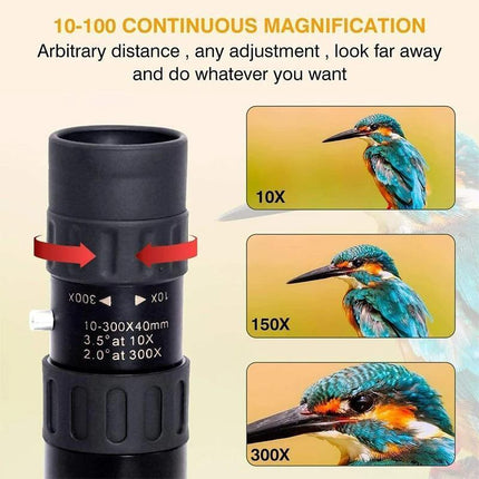 4K 10-300X40mm Super Telephoto Zoom Monocular Telescope Without mini Tripod - Aimall