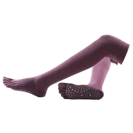 Women Long Massage Pilates Socks Yoga Socks Anti-skid Grip Non Slip Socks Long - Aimall