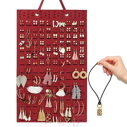 Hanging Jewelry Organizer Closet Necklace Holder Felt Jewelry Roll Jewelry - Aimall