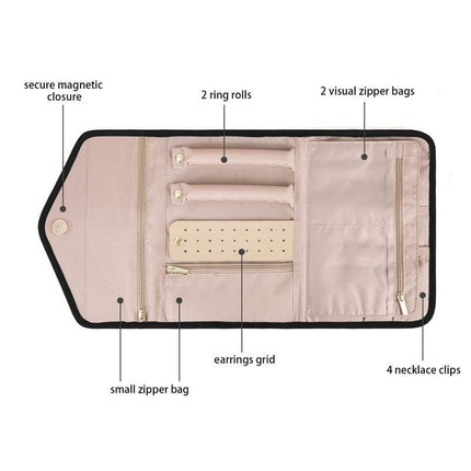 Periea Travel Jewellery Roll -Jewellery Travel Pouch Portable Case Box Organiser - Aimall