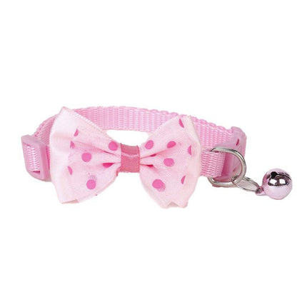 Bow Tie Cat Dog Kitten Collar with Breakaway Safety Release Buckle with Bell - Aimall