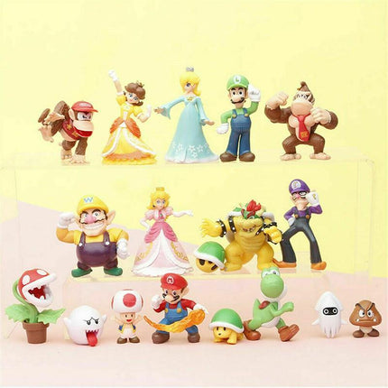 NEW 18 PCS SUPER MARIO BROS ACTION FIGURES FIGURINES SET CAKE TOPPER DECOR TOY - Aimall