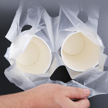 500PCS 1/2 Cup Take Out Bags Cup Carrier Clear Handle Drink Carrier Plastic Bags - Aimall