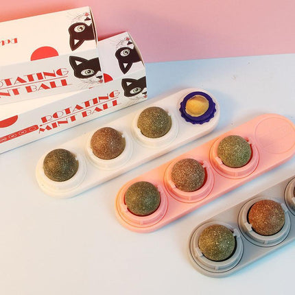 Cat Toy Catnip Ball Lick Solid Nutrition Help Digestion Wall Mount Hair Remover - Aimall