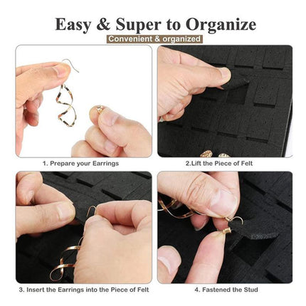 Hanging Jewelry Organizer Closet Necklace Holder Felt Jewelry Roll Jewelry - Aimall