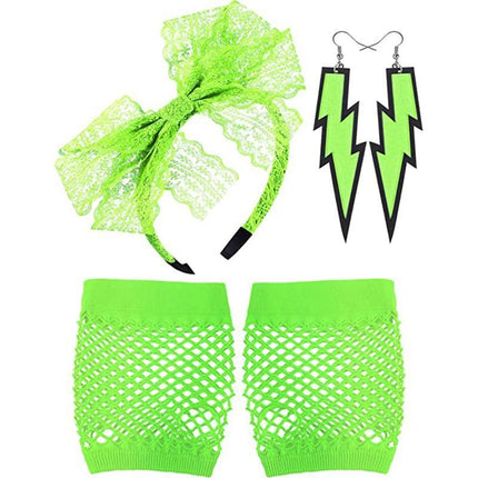 80S Accessories Gloves Fancy Party Neon Dress Rave Warmers Leg Fishnet Hen Beads - Aimall