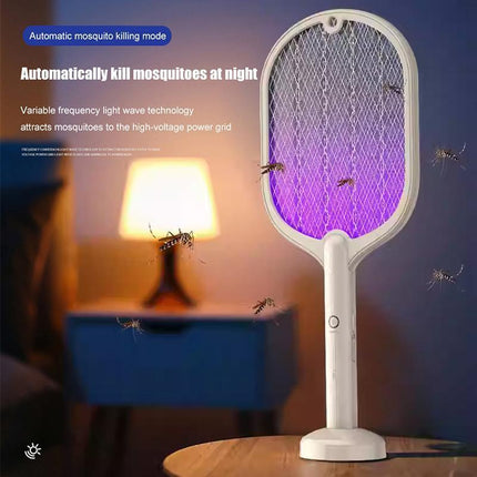 2 In 1 Electric USB Rechargable Racket Fly Swatter Mosquito Insect Killer Zapper - Aimall