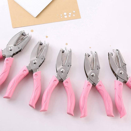 Circle/Heart/Star Shaped Metal Hole Punch pliers Soft Grip Paper Hand Puncher - Aimall