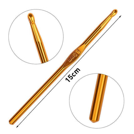 12 Size Multi Coloured Aluminium Crochet Hooks Yarn Knitting Needles 2-8mm Set - Aimall