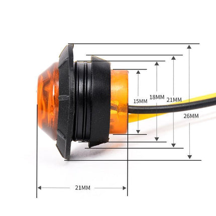 10X Round Marker Lights Amber LED Truck Trailer Side Clearance Indicators Light - Aimall