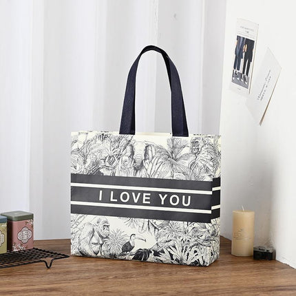 25x Fashion Non Woven Tote Bags Reusable Shopping Bags Clothing Store Black and White