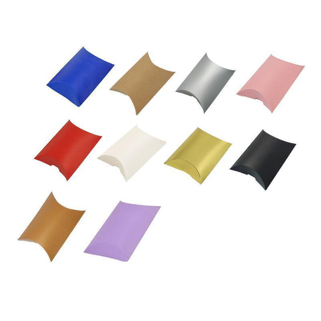 100x Pillow Favor Bag Candy Gift Box Kraft Paper Gift Favour Wedding 10Colours - Aimall