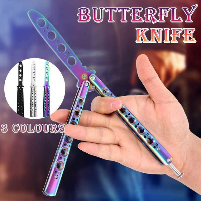 CSGO Rainbow Butterfly Knife Metal Folding Practice Trainer Training Tool - Aimall