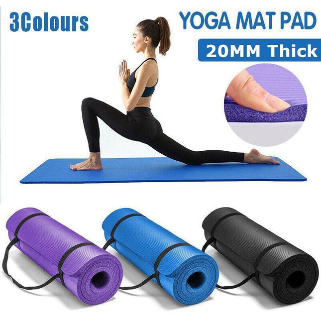 20MM Thick Yoga Mat Pad NBR Nonslip Exercise Fitness Pilate Gym Durable - Aimall