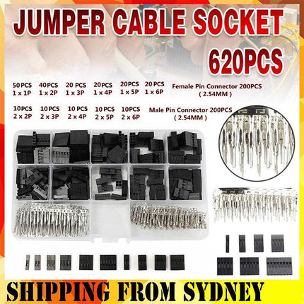620x Male Jumper Pin Dupont Pin Crimp Wire Housing Kit Header Female Connector - Aimall