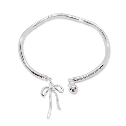 Bangle Bowknot Bells Bracelet Korean Opening Wrist Chain Women Silver Bracelet - Aimall