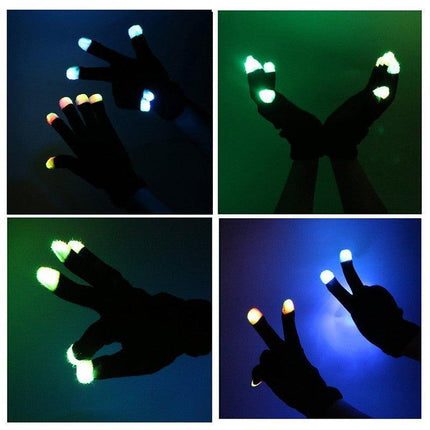 1Pair Rainbow Flow LED Light Black Glove Rave Party Glow Games Night mode Glove - Aimall