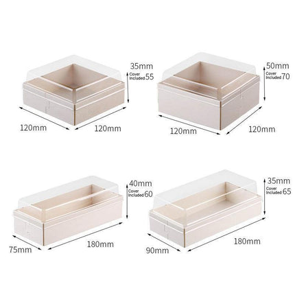 100x Clear Window Display Camulon Square Disposable Cake Takeaway Wooden Boxes - Aimall