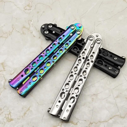 CSGO Rainbow Butterfly Knife Metal Folding Practice Trainer Training Tool - Aimall