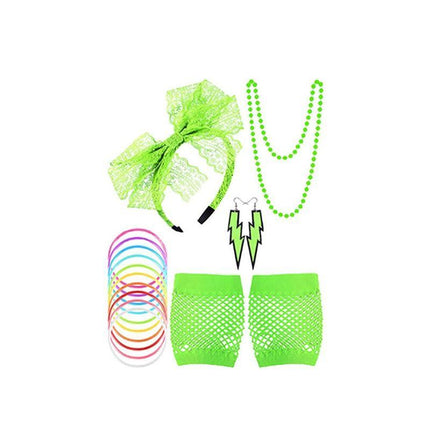 80S Accessories Gloves Fancy Party Neon Dress Rave Warmers Leg Fishnet Hen Beads - Aimall