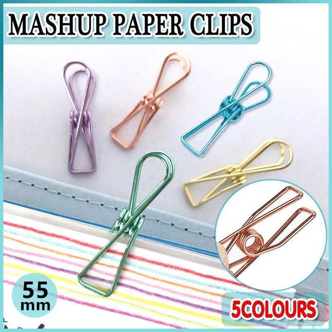 10X Spring Paperclips Metal Wire Hollow Out Clips 55mm Mini Binder Paper Clip - Aimall