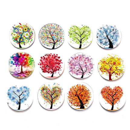 12PCS Tree Of Life Landscape Refrigerator Magnets Glass Stickers Whiteboard - Aimall