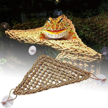 Natural straw reptile bed hammock for basking.