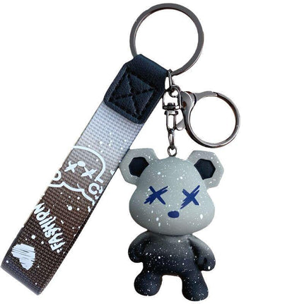 Car Keyring Animal Key Ring Lanyard Bear Keychain Gradient colour Bear Keychain - Aimall