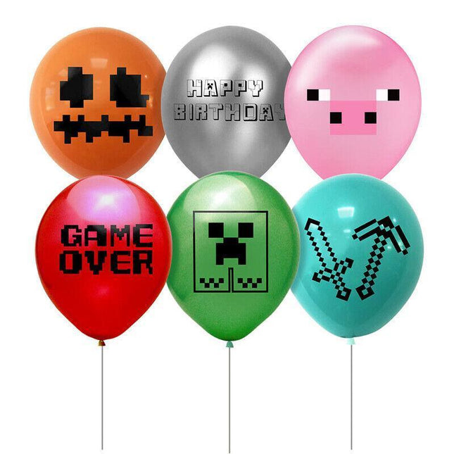 Minecraft Birthday Decorations Pixel Style Gamer Theme Party Supplies -Game Fans - Aimall