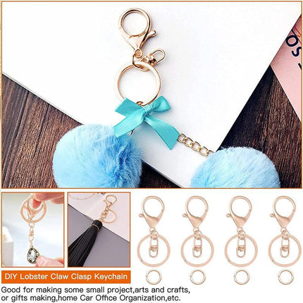 10X Rose Gold Swivel Lobster Clasp Trigger Clip Key Ring Keychain Split Ring DIY - Aimall
