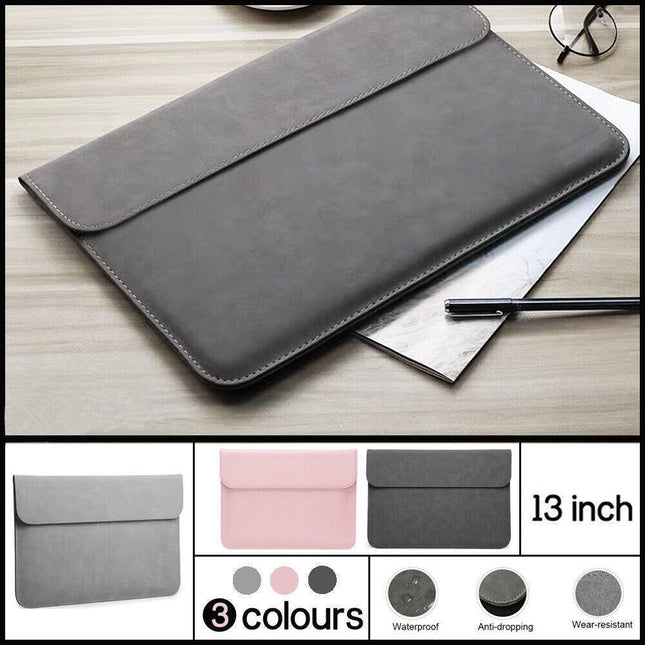 13inch Pouch Laptop Bag Cover PU Leather Sleeve Case MacBook Air Pro Dell - Aimall