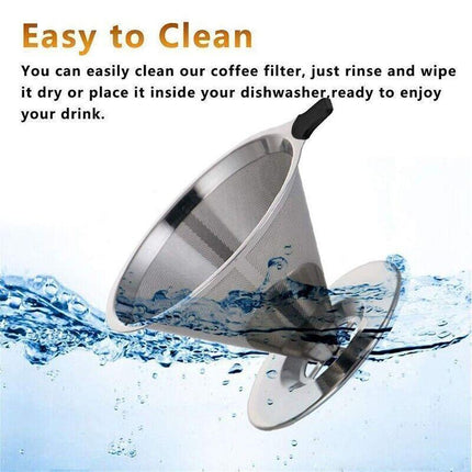Coffee Tea Cup Drip Filter Mesh Holder Reusable Stainless Steel Pour Over Funnel - Aimall