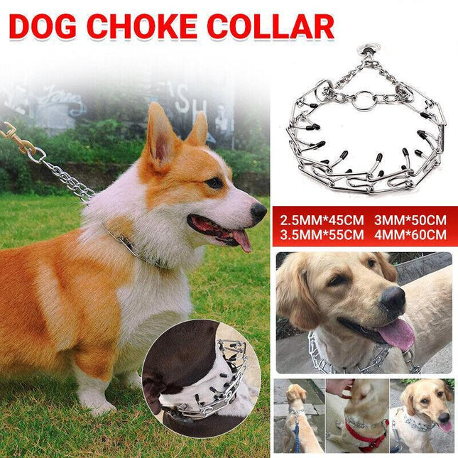 S-Xl Collar Choke Steel Metal Chain Dog Training Adjustable Necklace Sliver - Aimall