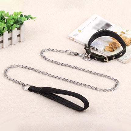 120CM Pet Dog Puppy Metal Chain Lead With Soft Padded Handle Leash Heavy Duty - Aimall