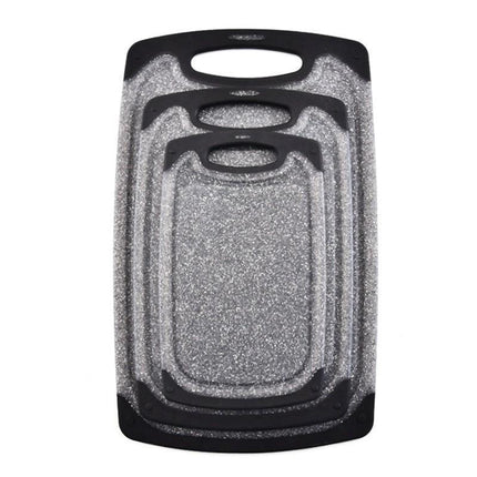 Plastic Chopping Board Cutting Boards Set for Kitchen Juice Groove Black Marble - Aimall