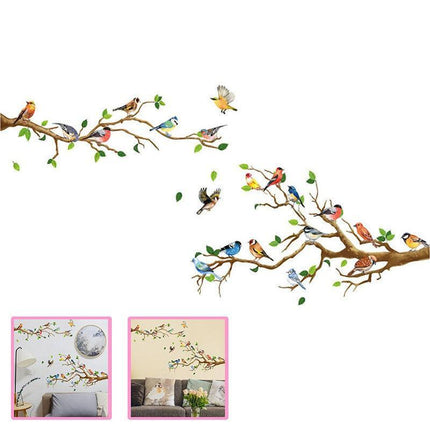 130*65CM Removable Wall Stickers Birds on Tree Branch Wall Decor Decal Home - Aimall