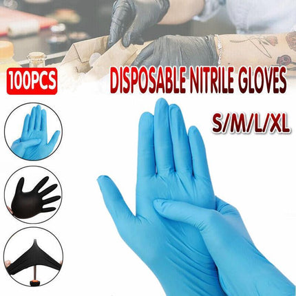 Thick Blue Nitrile Gloves Industrial Mechanic Tattoo Tradie Rubber Protection - Aimall