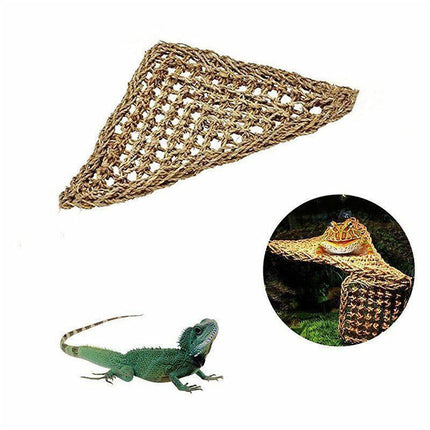 Natural straw reptile bed hammock for basking.