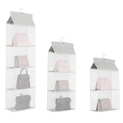 Beige Bag Storage Holder Wardrobe Closet Hanging Handbag Organizer 2/3/4 Pockets - Aimall