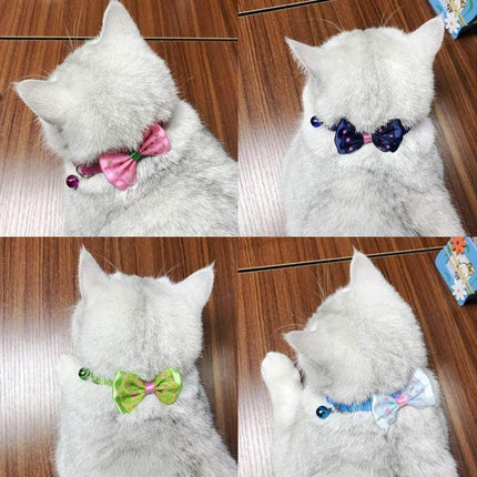 Bow Tie Cat Dog Kitten Collar with Breakaway Safety Release Buckle with Bell - Aimall