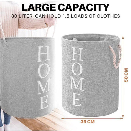 60L Large Foldable Laundry Washing Clothes Storage Hamper Basket Bin Organiser - Aimall