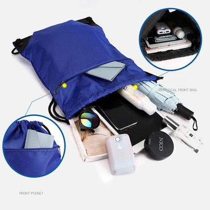Women Mens Drawstring Backpack Bag Gym Sports Sack Portable Shoe Balls Bags - Aimall