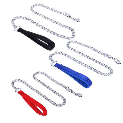 120Cm Pet Dog Puppy Padded Handle Metal Chain Dog Leash - Aimall