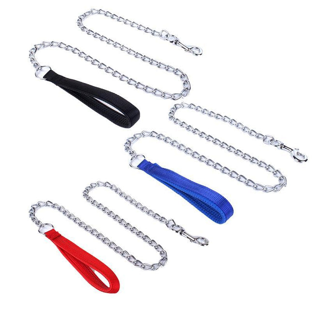 120Cm Pet Dog Puppy Padded Handle Metal Chain Dog Leash - Aimall