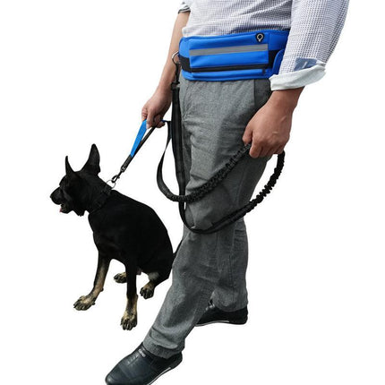 Adjustable Hands Free Dog Leash Lead + Waist Bag Belt Jogging Walking Running - Aimall