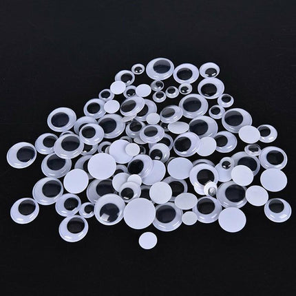 730x Google Googly Eyes Joggle Moveable Black Eye Wiggly Craft Stick On Adhesive - Aimall