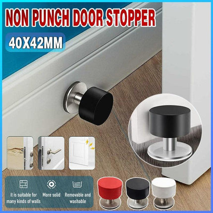 Non Punch Door Stopper Self Adhesive Heavy Duty Stainless Steel Rubber Stopper - Aimall