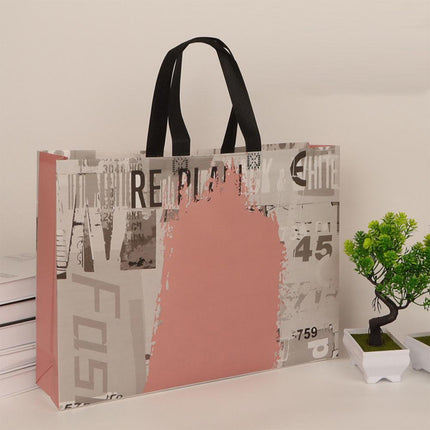 25x Fashion Non Woven Tote Bags Reusable Shopping Bags Clothing Store Pink