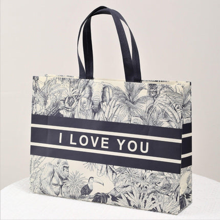 25x Fashion Non Woven Tote Bags Reusable Shopping Bags Clothing Store Black and White