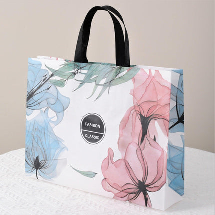 25x Fashion Non Woven Tote Bags Reusable Shopping Bags Clothing Store Blue and Pink